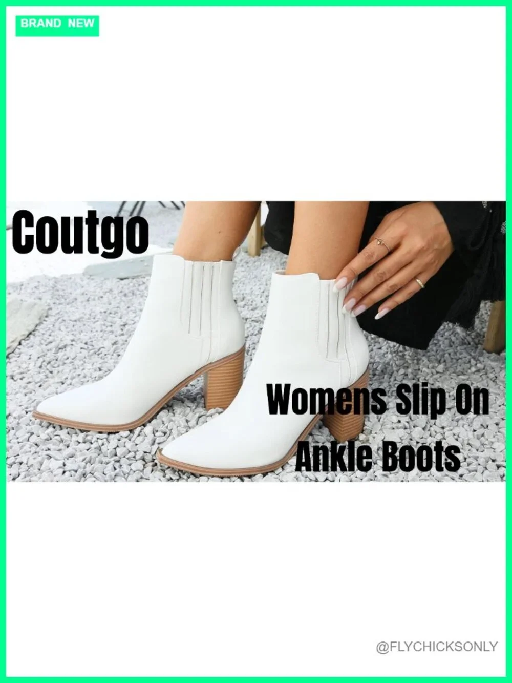 Faux Leather Ankle Booties Pointed Toe Chunky Block Heel Chelsea Slip On